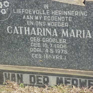MERWE Catharina Maria, van der nee GROBLER 1906-1975