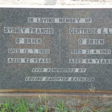 O'BRIEN Sydney Francis -1960 &amp; Gertrude E.L. -1961