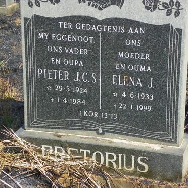 PRETORIUS Pieter J.C.S. 1924-1984 &amp; Elena J. 1933-1999
