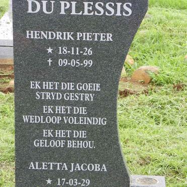 PLESSIS Hendrik Pieter, du 1926-1999 &amp; Aletta Jacoba 1929-2001