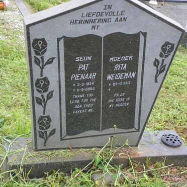 PIENAAR Pat 1934-2000 :: WEIDEMAN Rita 1912-