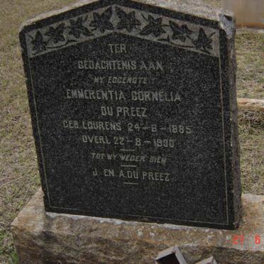PREEZ Emmerentia Cornelia, du nee LOURENS 1885-1930