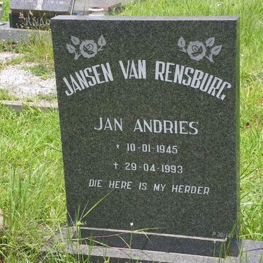 RENSBURG Jan Andries, Jansen van 1945-1993
