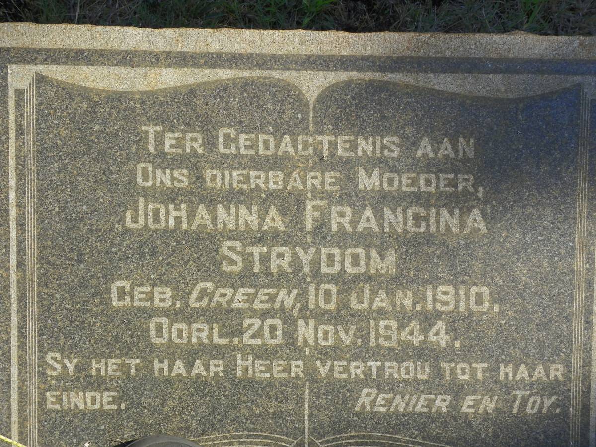 STRYDOM Johanna Francina nee GREEN 1910-1944
