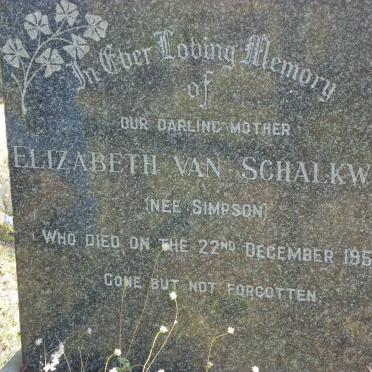 SCHALKWYK Elizabeth, van nee SIMPSON -1958