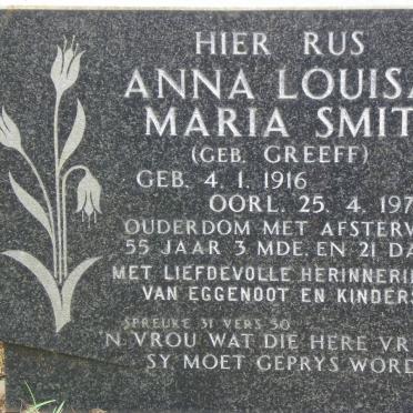 SMIT Anna Louisa Maria nee GREEFF 1916-1971