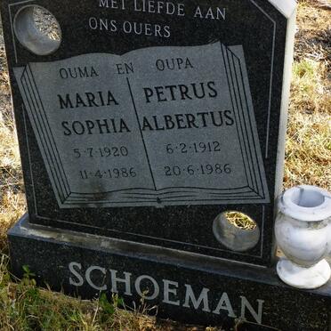 SCHOEMAN Petrus Albertus 1912-1986 &amp; Maria Sophia 1920-1986