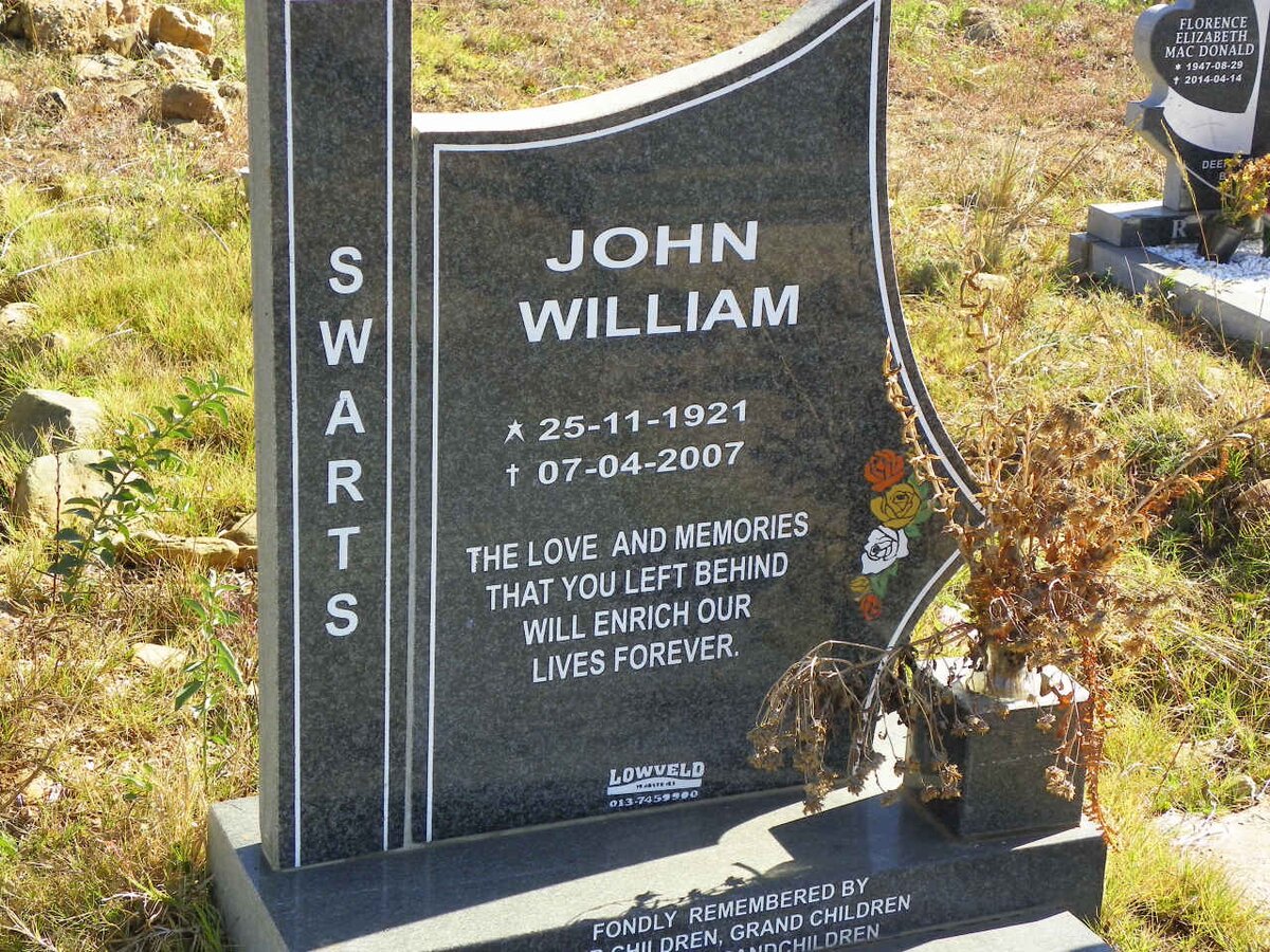 SWARTS John William 1921-2007