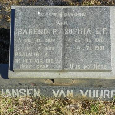 VUUREN Barend P., Jansen van 1907-1988 &amp; Sophia E.F. 1912-1991