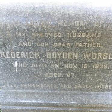 WORSLEY Frederick Boyden -1933