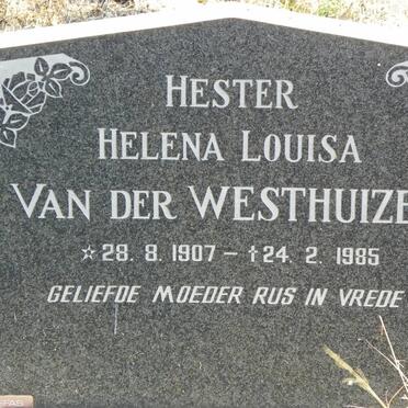 WESTHUIZEN Hester Helena Louisa, van der 1907-1985