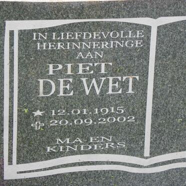 WET Piet, de 1915-2002
