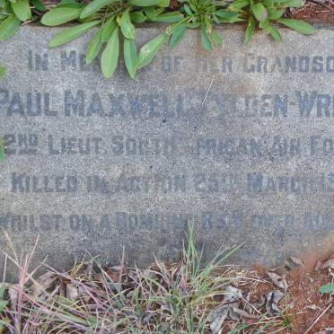 WRIGHT Paul Maxwell, TYLDEN -1945