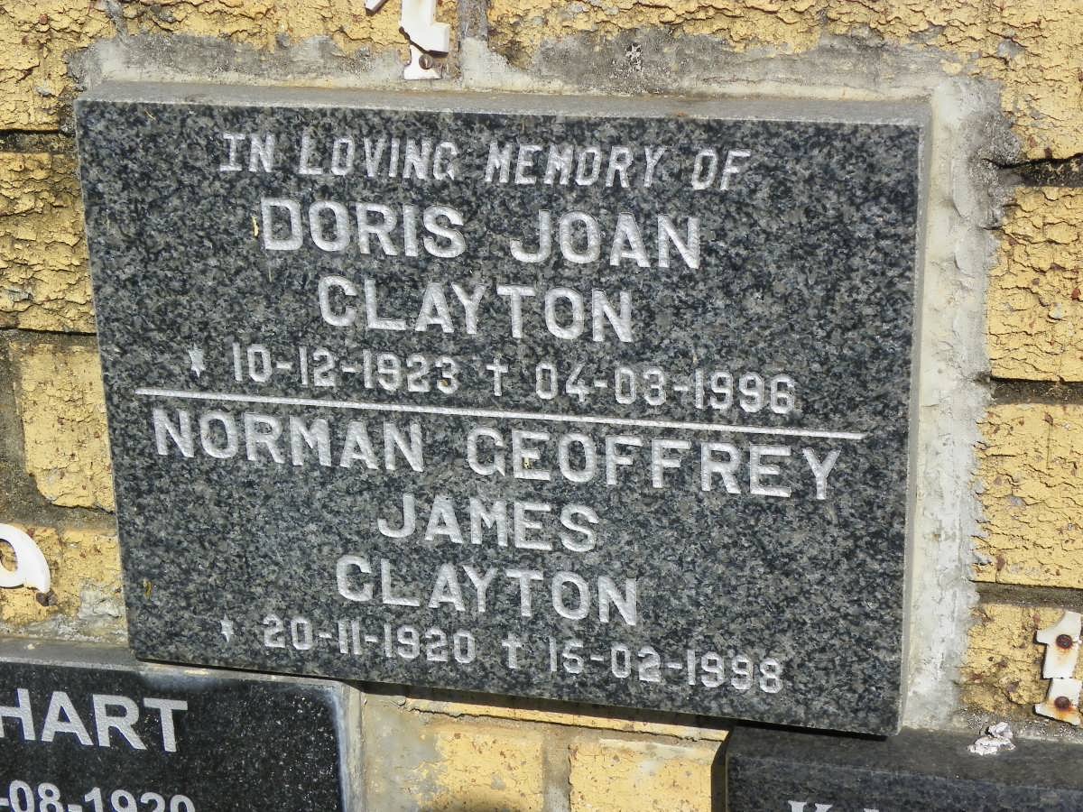 CLAYTON Norman Geoffrey James 1920-1998 &amp; Doris Joan 1923-1996