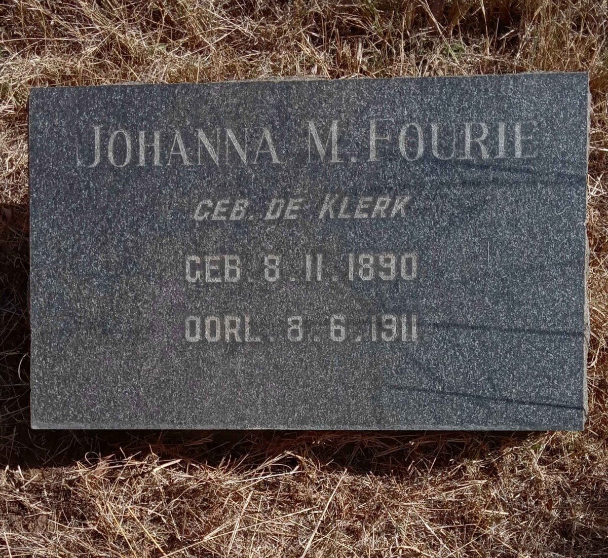 FOURIE Johanna M nee DE KLERK 1890-1911