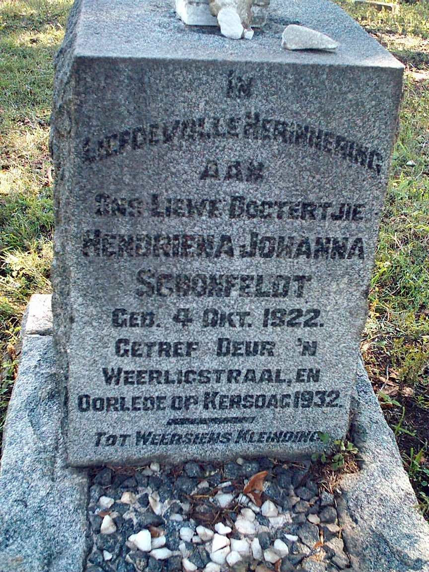 SCHONFELDT Hendriena Johanna 1922-1932