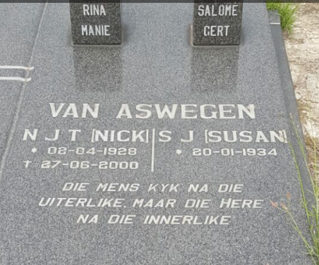 ASWEGEN N.J.T., van 1928-2000 &amp; S.J. 1934-