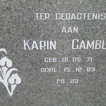 GAMBLE Karin 1971-1989