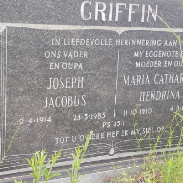 GRIFFEN Joseph Jacobus 1914-1985 &amp; Maria Catharina Hendrina 1910-19??