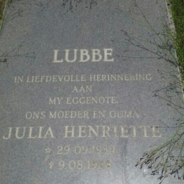 LUBBE Julia Henriette 19??-1988
