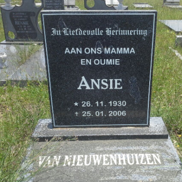 NIEUWENHUIZEN Ansie, van 1930-2006