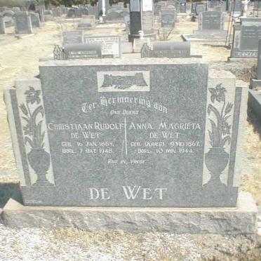 WET Christiaan Rudolf, de 1865-1948 &amp; Anna Magrieta KRIEG 1867-1944