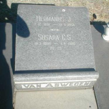 ASWEGEN Hermanus J., van 1891-1954 &amp; Susara C.S. 1898-1980