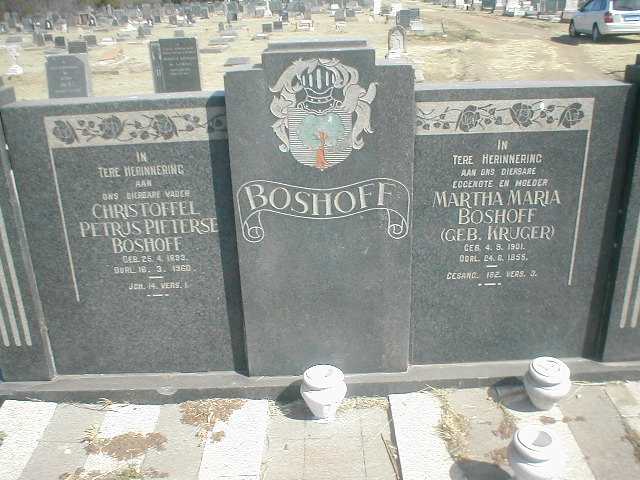 BOSHOFF Christoffel Petrus Pieterse 1893-1960 &amp; Martha Maria KRUGER 1901-1955