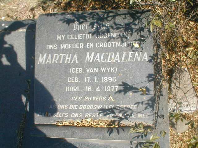BROODRYK Martha Magdalena nee VAN WYK 1896-1977