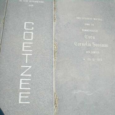 COETZEE Cora Cornelia Susanna geb. GUNTER 1923-