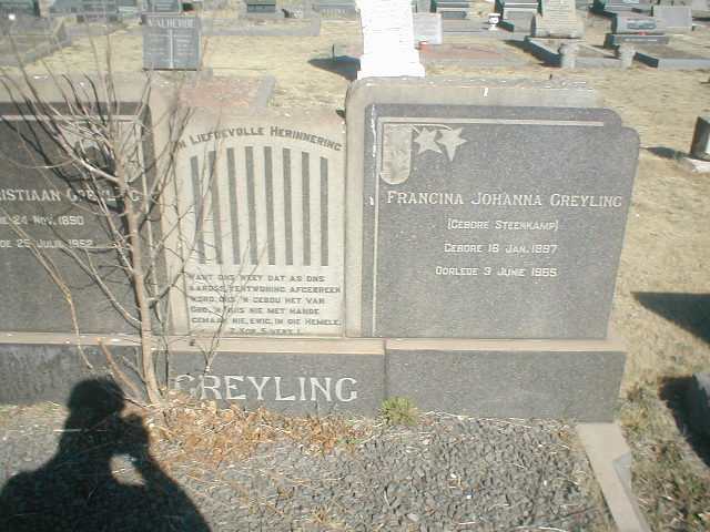 GREYLING Francina Johanna nee STEENKAMP 1897-1965