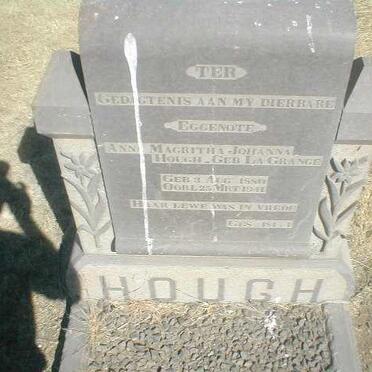 HOUGH Anna Magritha Johanna nee LA GRANGE 1880-1941