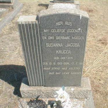 KRUGER Susanna Jacoba geb. COETZER 1919-1960