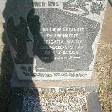 MERWE Susara Maria, van der, geb. NAGEL 1913-1956