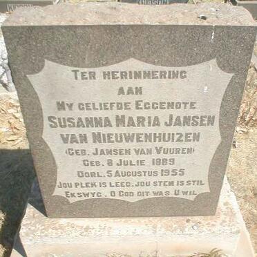 NIEUWENHUIZEN Susanna Maria, Jansen van geb. JANSEN VAN VUUREN 1889-1955