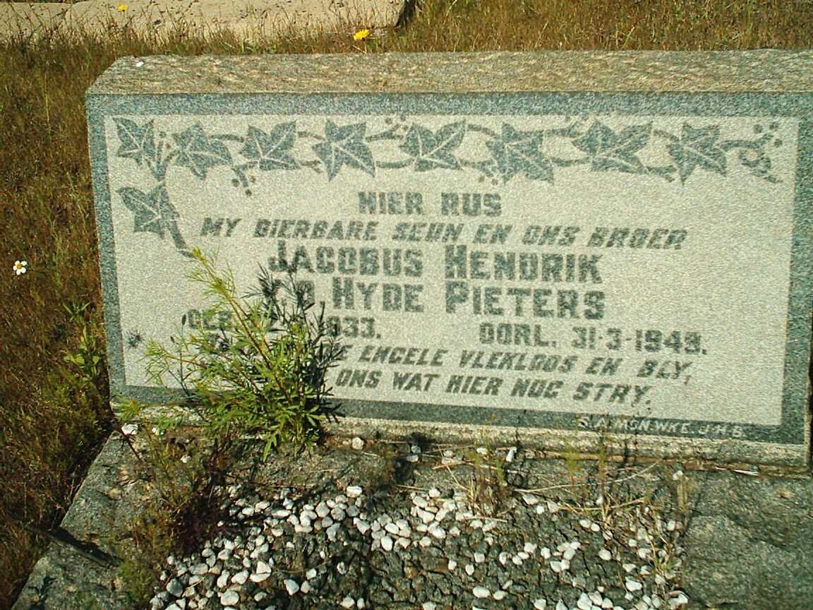 PIETERS Jacobus Hendrik v.d. Hyde 1933-194?