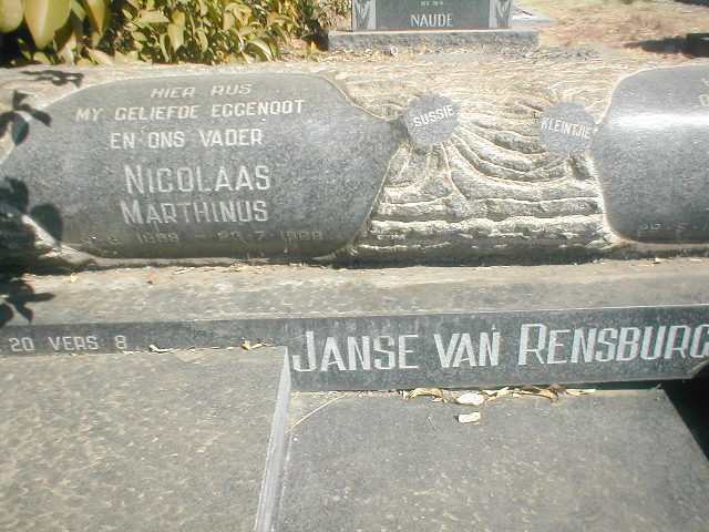 RENSBURG Nicolaas Marthinus, Janse van 1889-1968