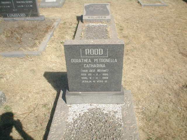 ROOD Dorathea Petronella Catharina geb. VAN DER MERWE 1885-1968