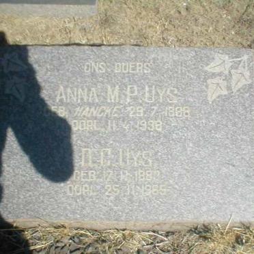 UYS D.C. 1883-1969 &amp; Anna M.P. HANCKE 1888-1998
