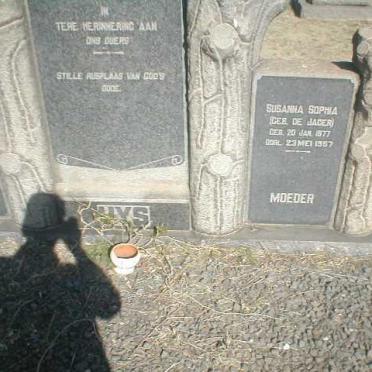 UYS Susanna Sophia nee DE JAGER 1877-1959