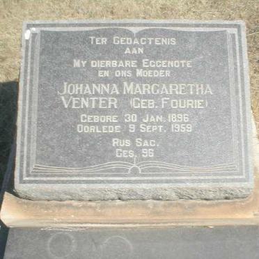 VENTER Johanna Margaretha geb. FOURIE 1896-1959