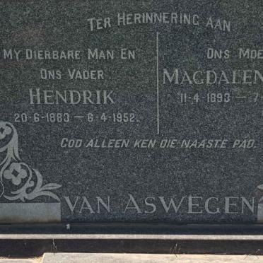 ASWEGEN Hendrik, van 1883-1952 &amp; Magdalena DUNN 1893-1976
