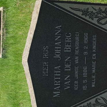 BERG Martha Johanna, van den nee JANSE VAN RENSBURG 1886-1966