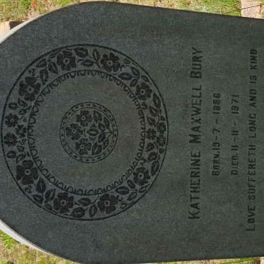BURY Katherine Maxwell 1886-1971