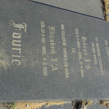 FOURIE Gideon J.S. 1889-1969 &amp; Elizabeth J.A. 1911-1990