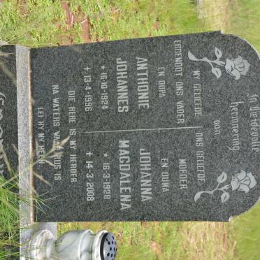 GRONUM Anthonie Johannes 1924-1996 &amp; Johanna Magdalena 1928-2008