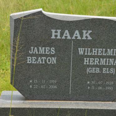 HAAK James Beaton 1919-2006 &amp;  Wilhelmina Hermina ELS 1928-1993