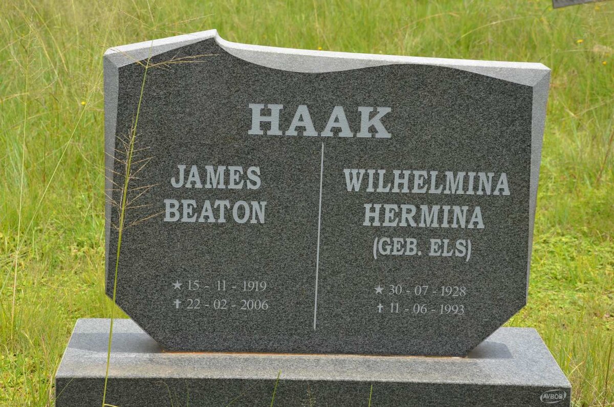 HAAK James Beaton 1919-2006 &amp;  Wilhelmina Hermina ELS 1928-1993