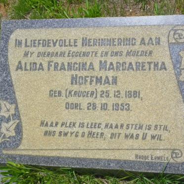 HOFFMAN Alida Francina Margaretha nee KRUGER 1881-1953
