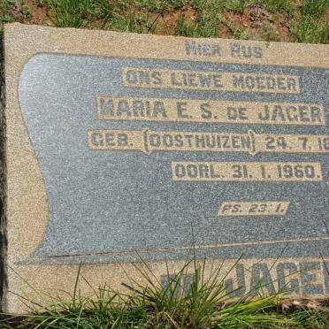 JAGER Maria E.S., de nee OOSTHUIZEN 1880-1960